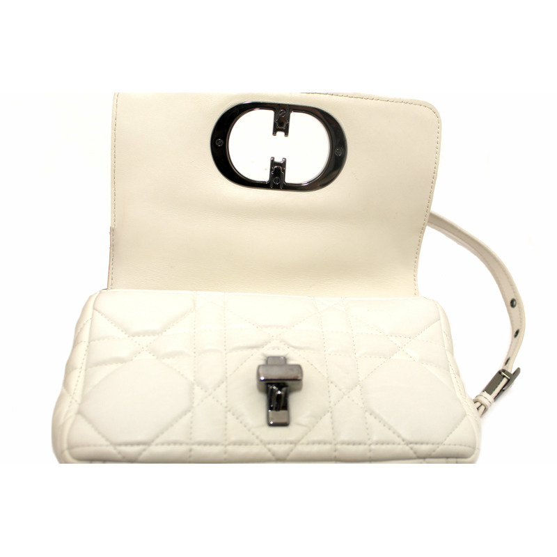 Christian Dior White Lambskin Leather Small Caro Shoulder Crossbody Bag-14