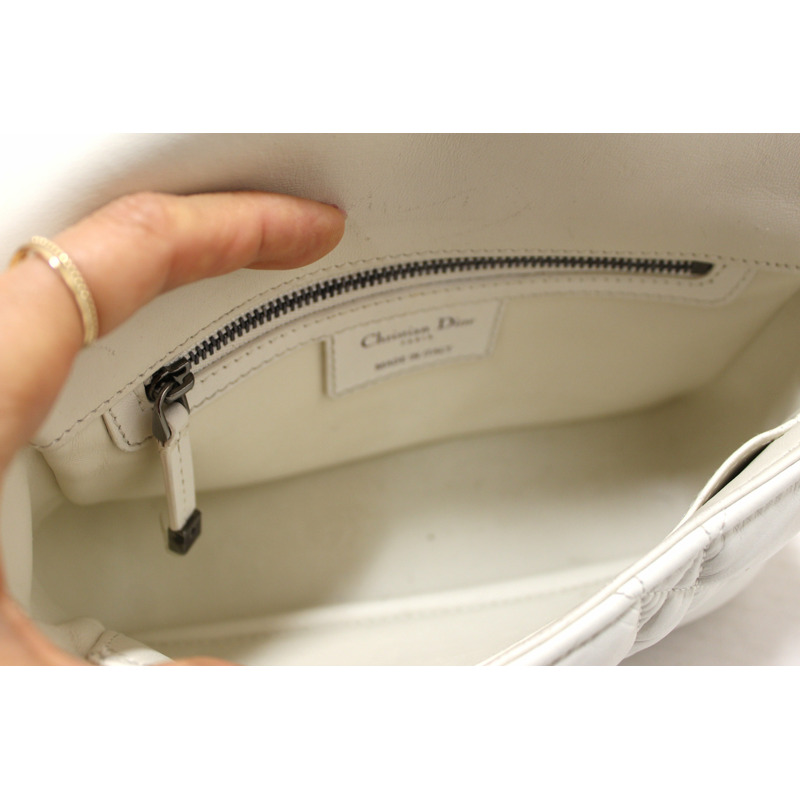 Christian Dior White Lambskin Leather Small Caro Shoulder Crossbody Bag-16