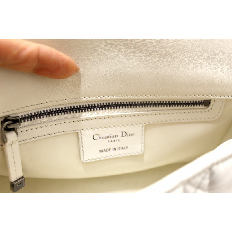 Christian Dior White Lambskin Leather Small Caro Shoulder Crossbody Bag-17