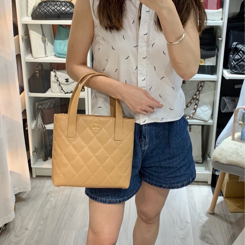 Chanel Vintage Beige Camel Vivien Bag-9