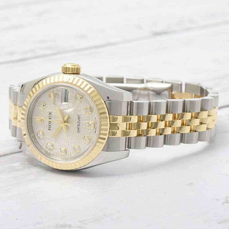 勞力士手錶女款 Datejust 自動機械腕錶 銀色錶盤 ROLEX SS×750YG 179173G-1