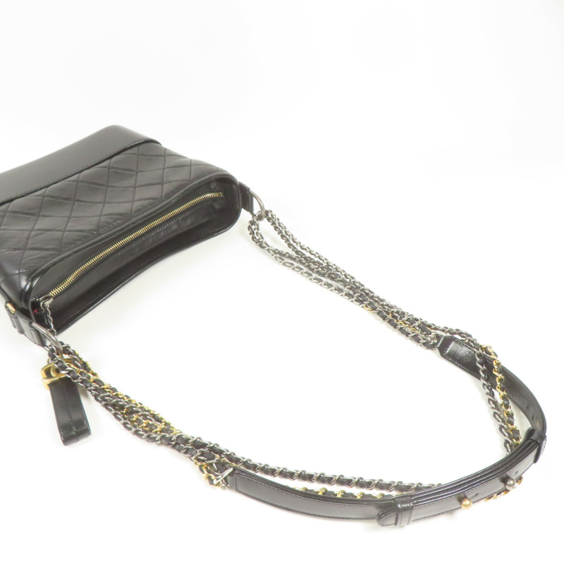 CHANEL 牛皮皮革Gabrielle鏈帶肩背袋-4