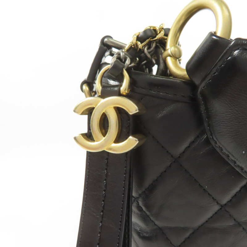 CHANEL 牛皮皮革Gabrielle鏈帶肩背袋-6