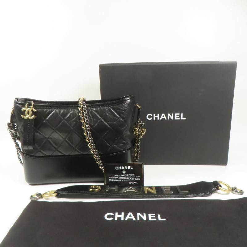 CHANEL 牛皮皮革Gabrielle鏈帶肩背袋-9