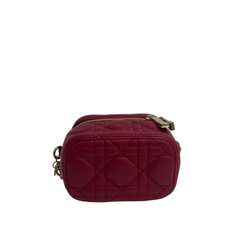 【DIOR】紅色小牛皮 金扣 Vanity Bag 化妝包（二手）K2820-4