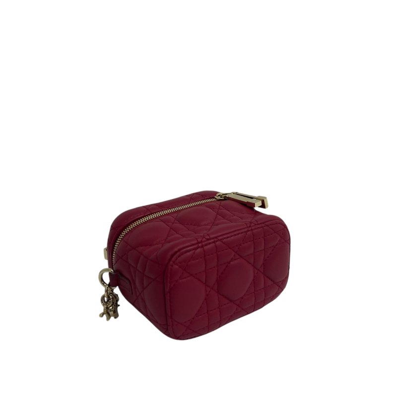 【DIOR】紅色小牛皮 金扣 Vanity Bag 化妝包（二手）K2820-5