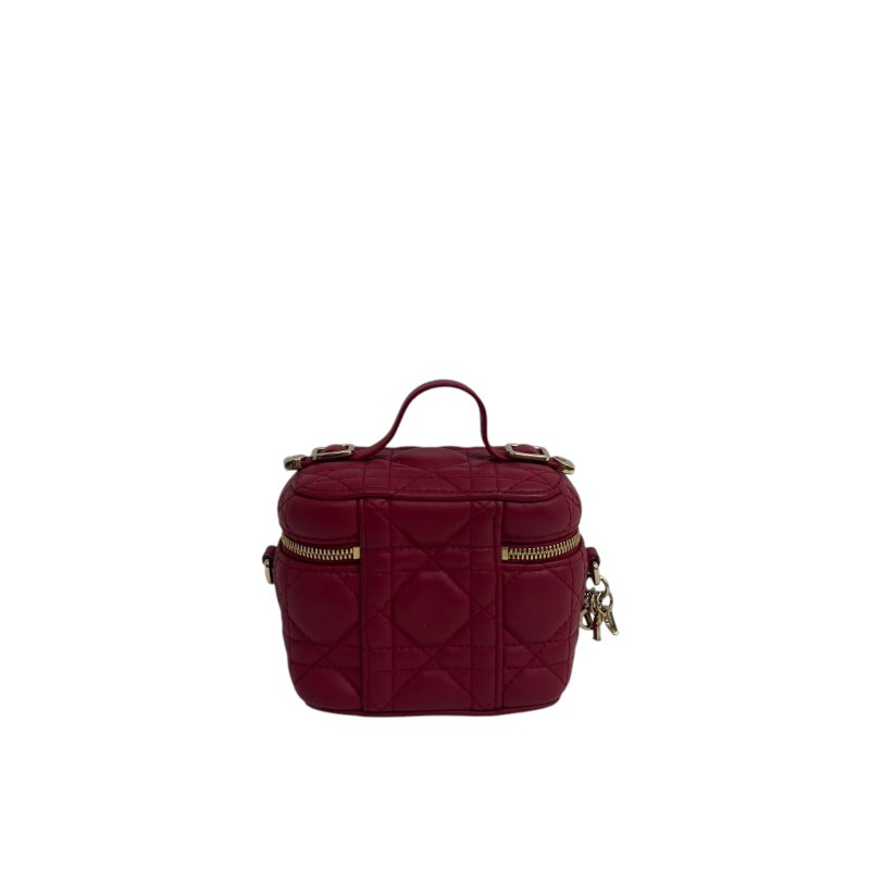 【DIOR】紅色小牛皮 金扣 Vanity Bag 化妝包（二手）K2820-11