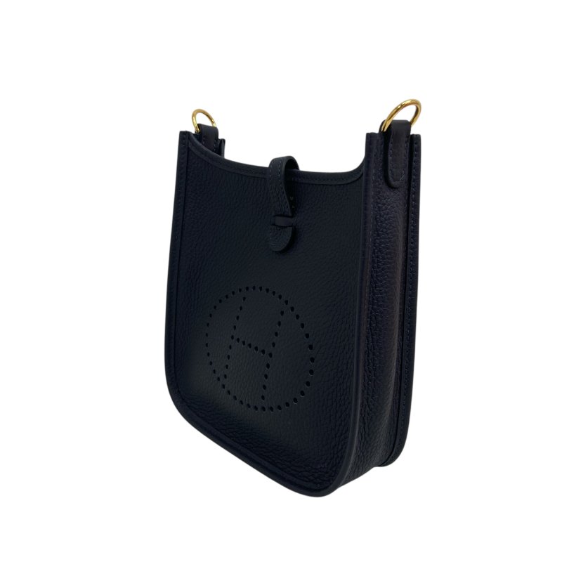 【HERMÈS】Evelyn Mini 藍色 金扣 Clemence 伊芙琳迷你包(二手)J2549-2
