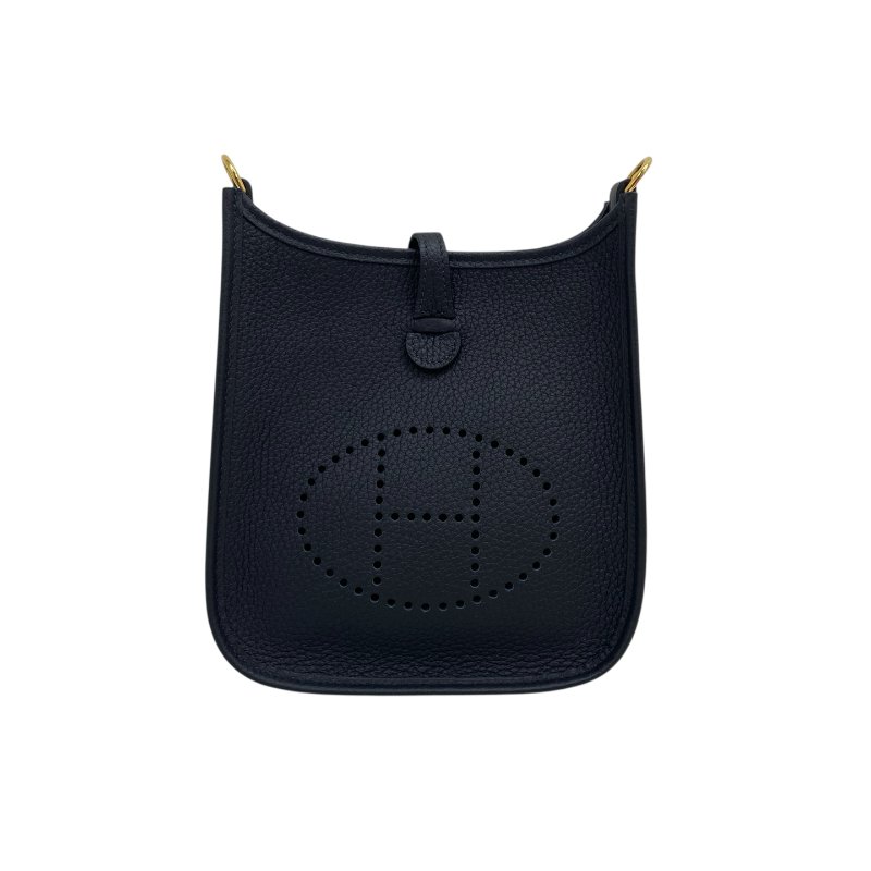 【HERMÈS】Evelyn Mini 藍色 金扣 Clemence 伊芙琳迷你包(二手)J2549-10