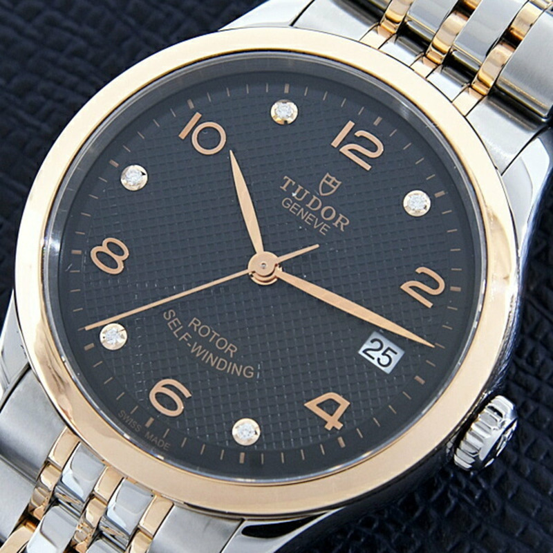 帝舵男錶 1926 系列 5P 鑽石自動黑色錶盤 SS x 750PG TUDOR 91451-8
