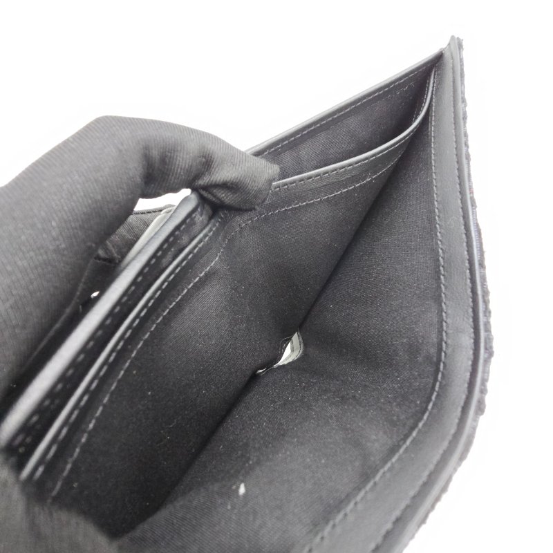 全💗送禮【購證配件齊全】Dior 黑色經典花紋帆布短錢夾-9