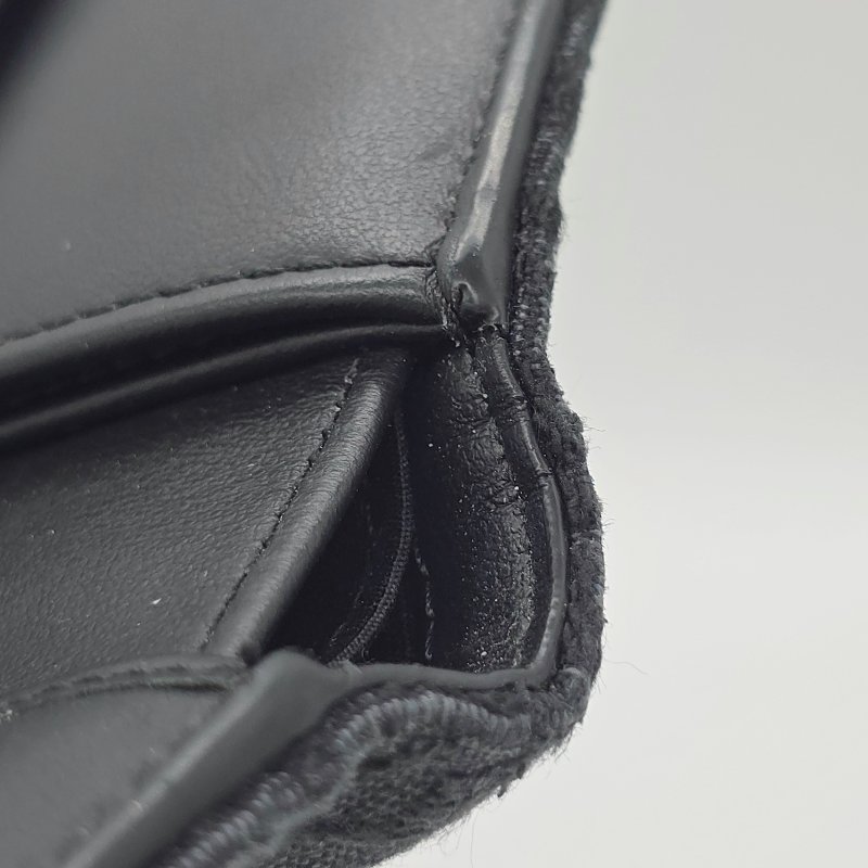 全💗送禮【購證配件齊全】Dior 黑色經典花紋帆布短錢夾-10