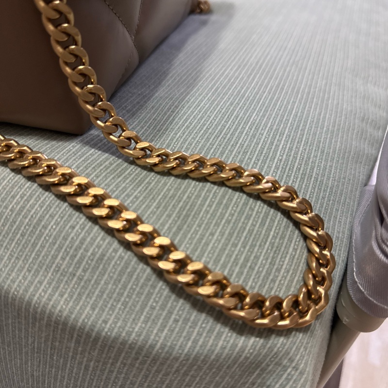 TORY BURCH 專櫃大格紋澎澎皮側背包（灰褐色）22.5cm-10