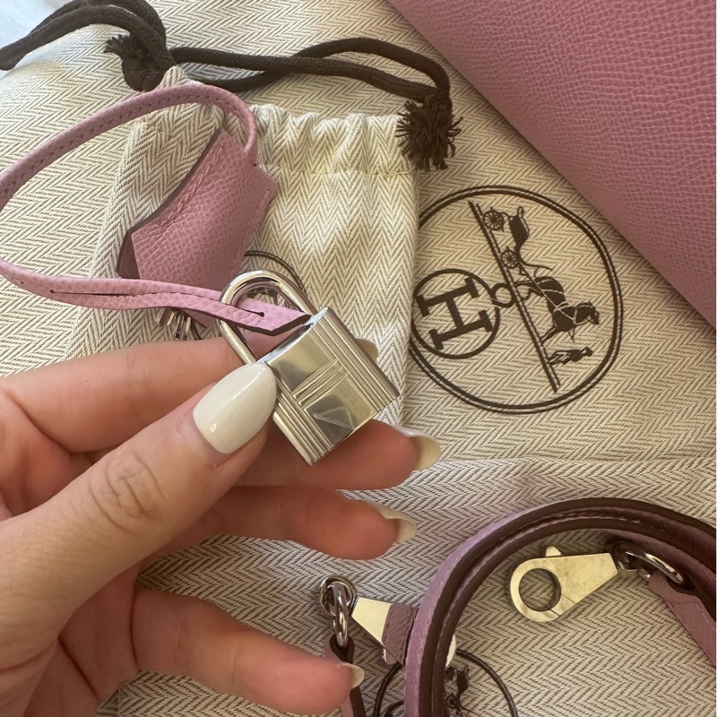 Hermes愛馬仕 Kelly 28 凱莉包/錦葵紫銀釦/近全新美品-1