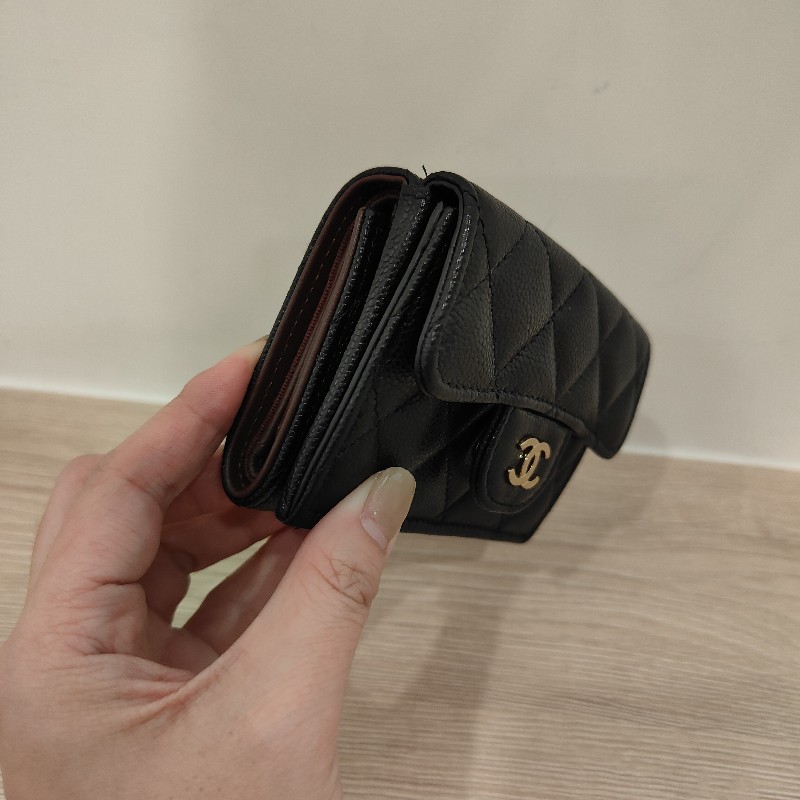 香奈兒牛皮mini三折短夾-9