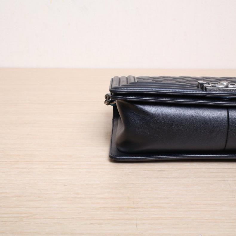 CHANEL(香奈兒) Leboy 中號 25cm 黑色  23開 銀扣 菱格紋-3