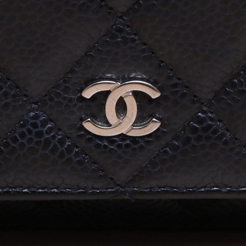 CHANEL(香奈兒) CF WOC 19cm 黑色 荔枝 30開 銀扣-5