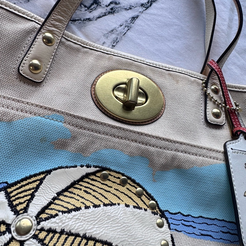 （售出）Coach 限量版 海灘帆布肩揹包-12