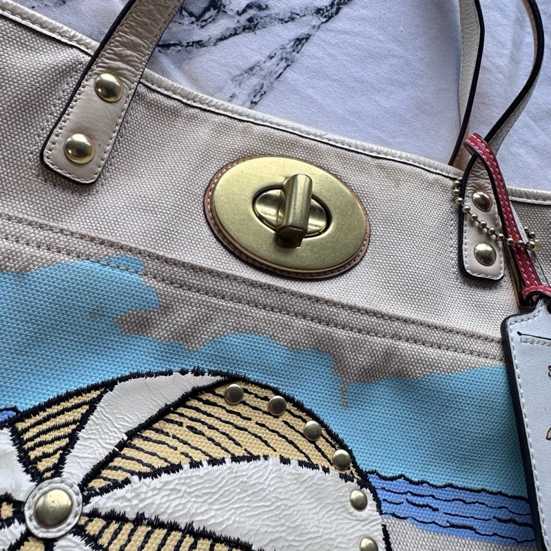 （售出）Coach 限量版 海灘帆布肩揹包-15