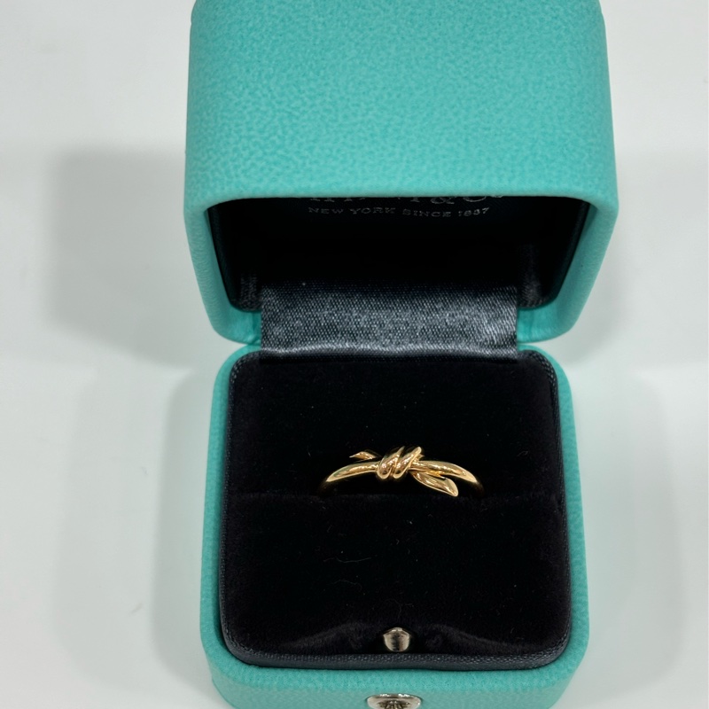TIFFANY & CO. 蒂芬妮 KNOT 幸運小扭結 750 玫瑰金 18K金 戒子 戒指-2