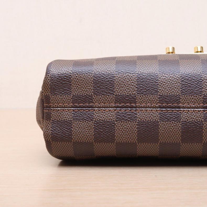 LOUIS VUITTON(路易威登) Croisette 手柄郵差包 棕色棋盤格 PVC 金扣 2018-3