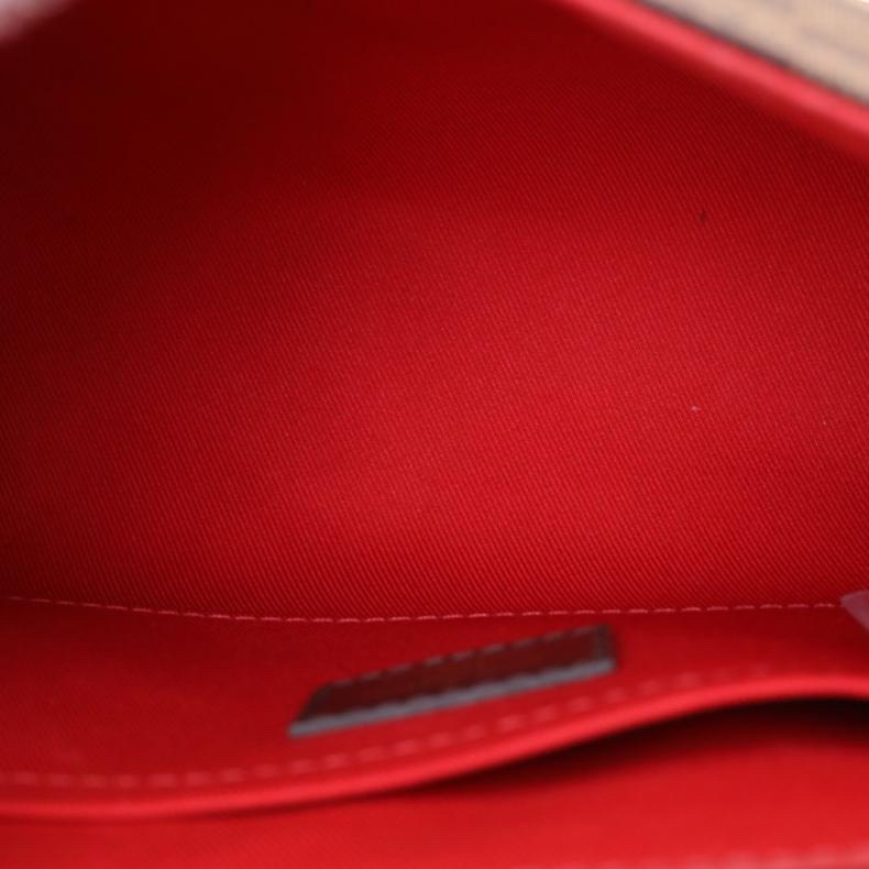 LOUIS VUITTON(路易威登) Croisette 手柄郵差包 棕色棋盤格 PVC 金扣 2018-4