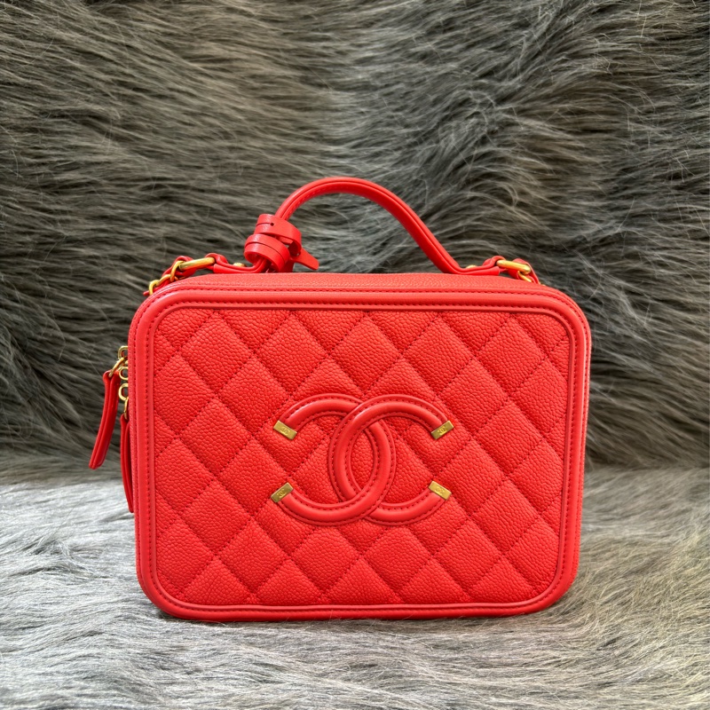 CHANEL A93343 VANITY 20 COCO 蜜桃粉色荔枝皮金鍊 化妝包化妝箱斜背包手提包肩背包相機包-1