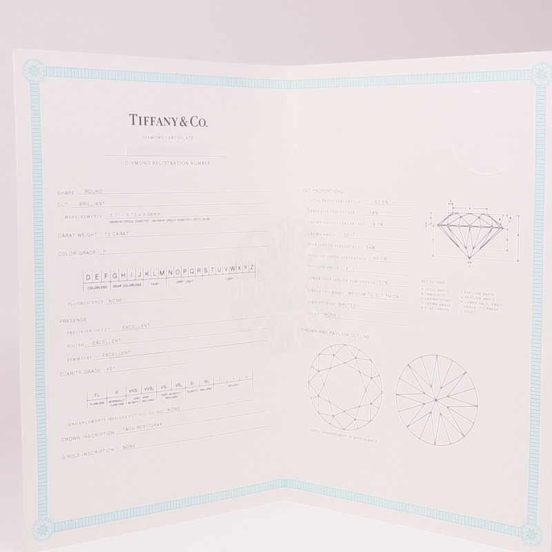 TIFFANY&CO PT950鉑金Diamond Ring鑽石戒指US#4-10