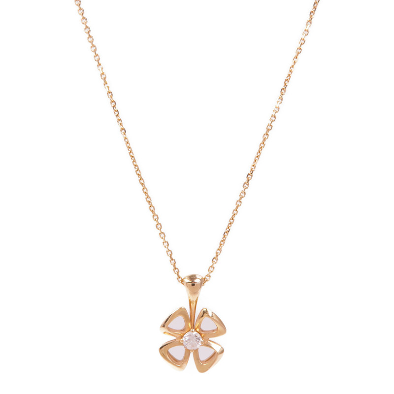 BVLGARI 18K玫瑰金Fiorever Diamond Necklace鑽石項鍊-0
