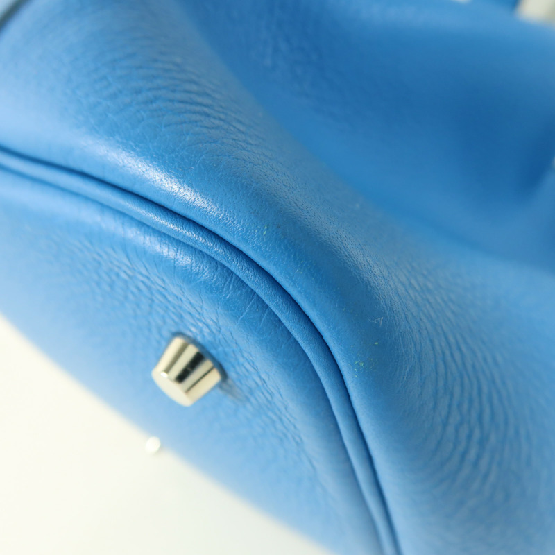 HERMES Clemence皮革Picotin MM銀扣肩背袋Bleu Zanzibar-12