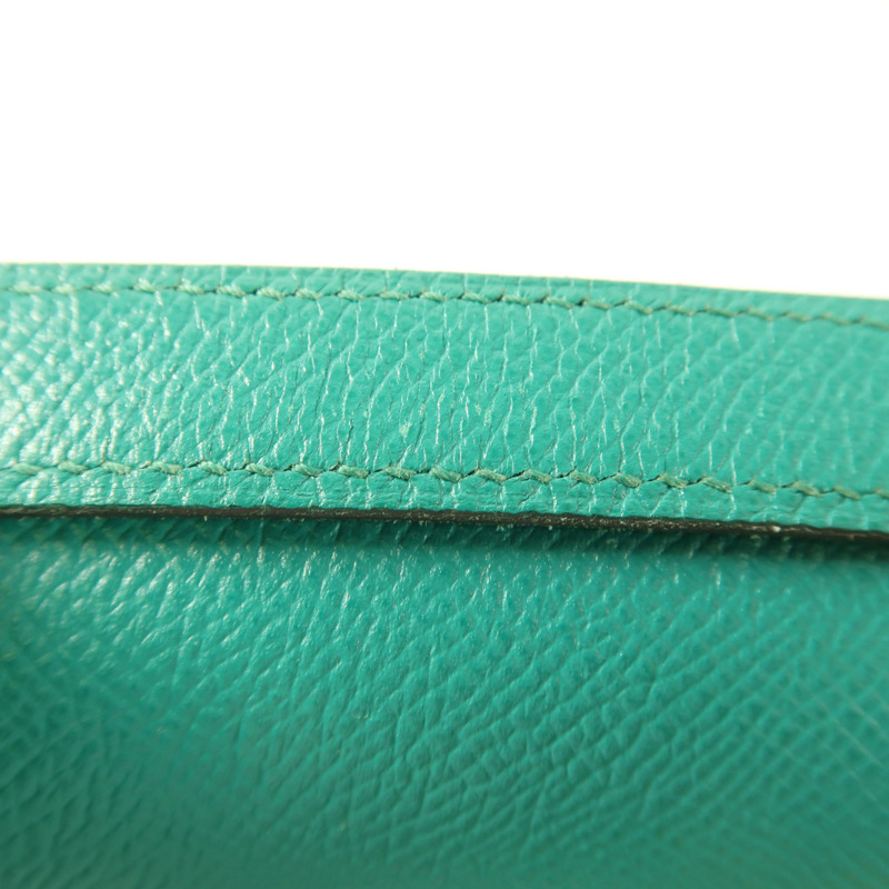 HERMES Epsom皮革Constance 24銀扣肩背袋Blue Paon/Menthe-16