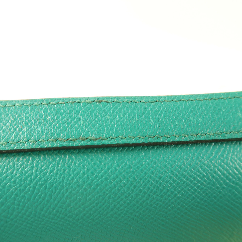 HERMES Epsom皮革Constance 24銀扣肩背袋Blue Paon/Menthe-18