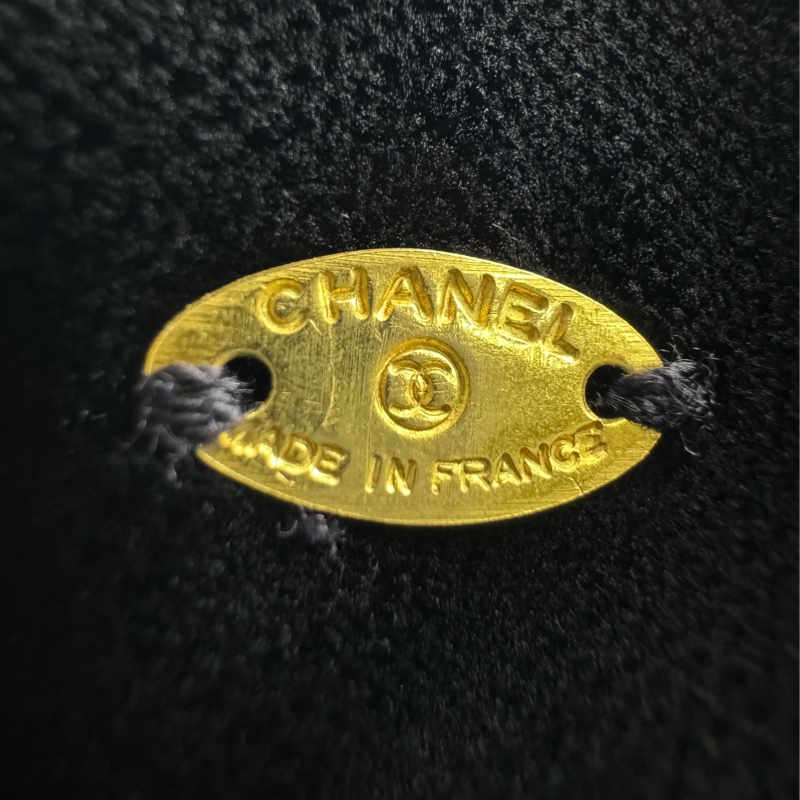 Chanel Vintage 81-85年黑色天鵝絨水鑽鍍金CC蝴蝶結髮夾-8