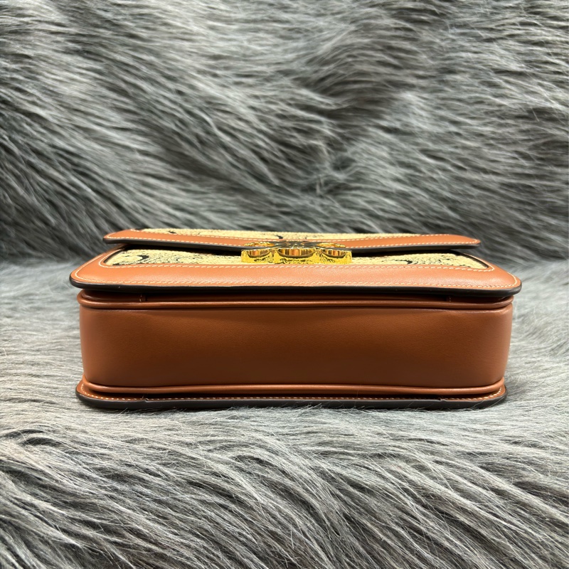 CELINE 191242 SAC TRIOMPHE MOYEN RAPHIA 凱旋門 金釦 刺繡 相機包 信差包 斜背包-7