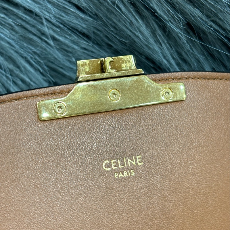 CELINE 191242 SAC TRIOMPHE MOYEN RAPHIA 凱旋門 金釦 刺繡 相機包 信差包 斜背包-14