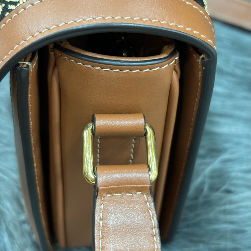 CELINE 191242 SAC TRIOMPHE MOYEN RAPHIA 凱旋門 金釦 刺繡 相機包 信差包 斜背包-19