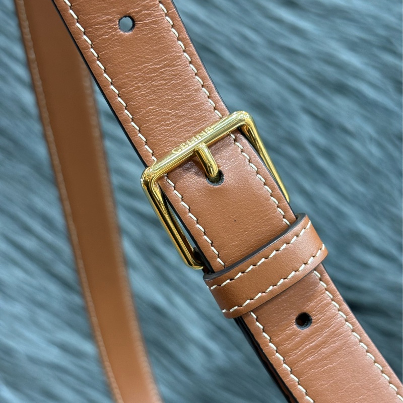 CELINE 191242 SAC TRIOMPHE MOYEN RAPHIA 凱旋門 金釦 刺繡 相機包 信差包 斜背包-26