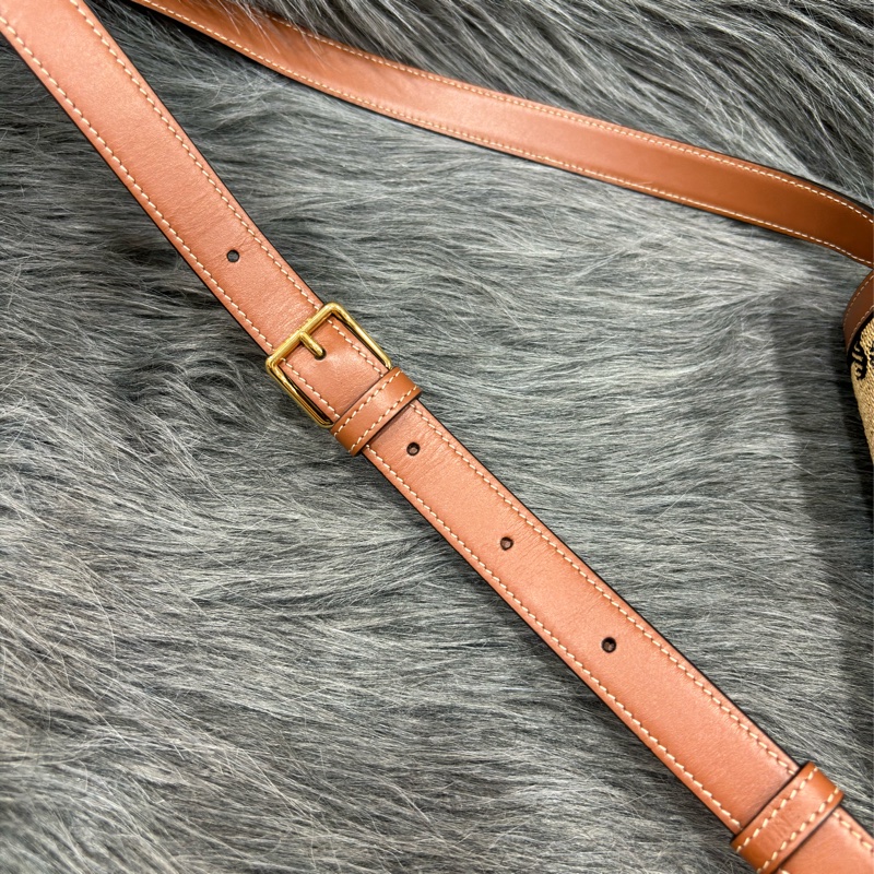 CELINE 191242 SAC TRIOMPHE MOYEN RAPHIA 凱旋門 金釦 刺繡 相機包 信差包 斜背包-27