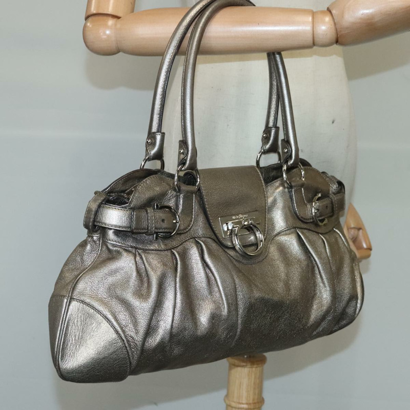 【日本直送】Salvatore Ferragamo Gancini 手提包 皮革 金色 正品 bs19986-20