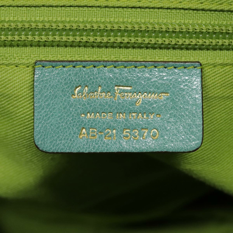 【日本直送】Salvatore Ferragamo Gancini 單肩包 皮革 金色 淺綠色 正品 91277-11