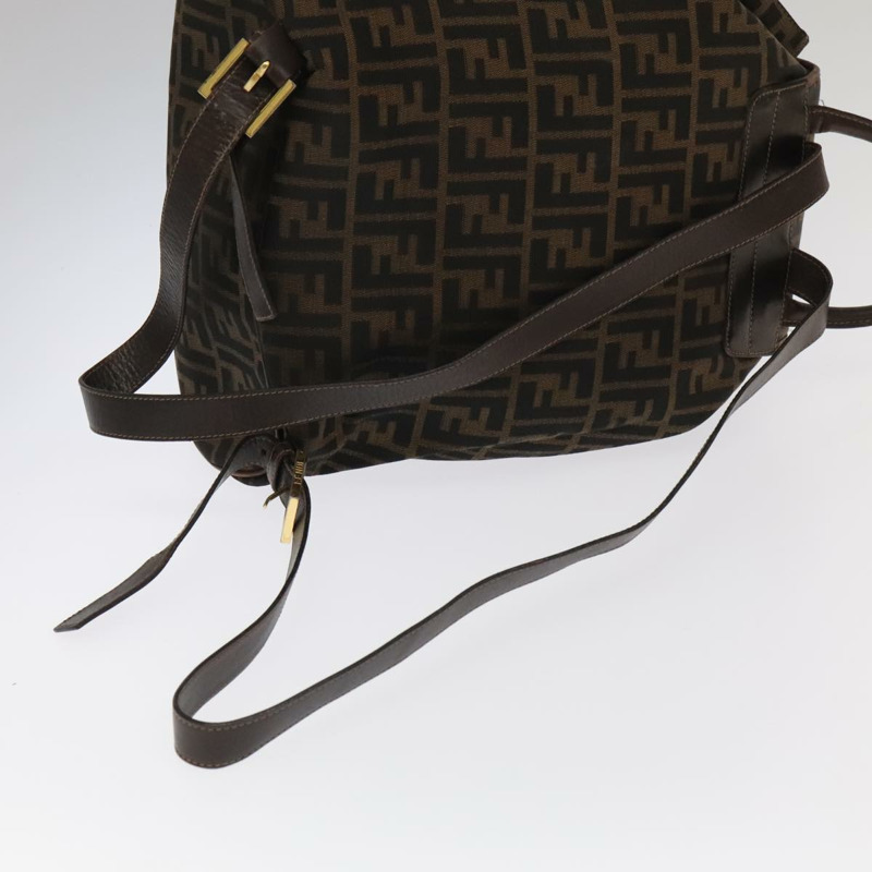 【日本直送】FENDI Zucca 背包 棕色 黑金 正品 91551-7