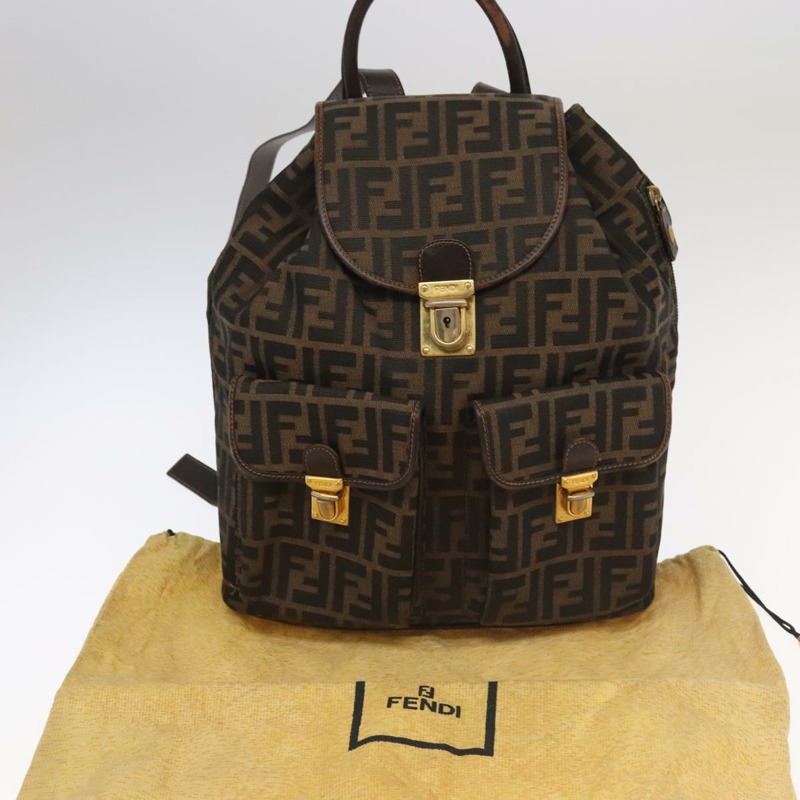 【日本直送】FENDI Zucca 背包 棕色 黑金 正品 91551-11