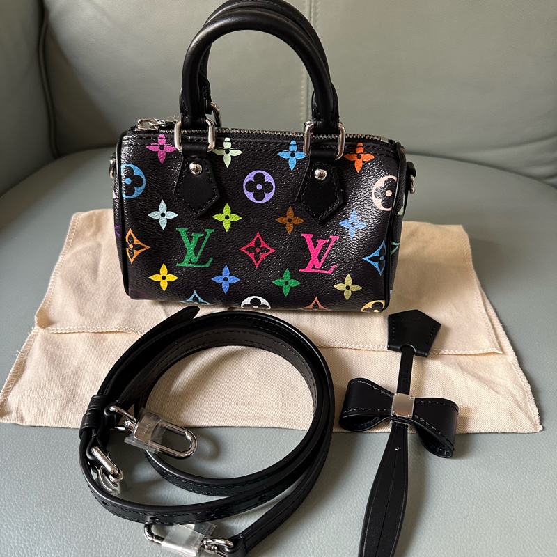 LV小黑三彩speedy nano 長16cm 寬7.5cm 高10cm全新專櫃票,-2
