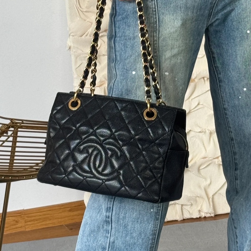 ‼️全網最低價🤩Chanel黑金荔枝牛皮單肩鏈條手提包-1