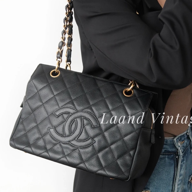 ‼️全網最低價🤩Chanel黑金荔枝牛皮單肩鏈條手提包-4