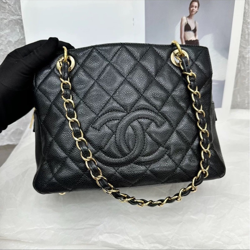 ‼️全網最低價🤩Chanel黑金荔枝牛皮單肩鏈條手提包-8