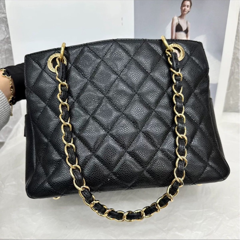 ‼️全網最低價🤩Chanel黑金荔枝牛皮單肩鏈條手提包-10