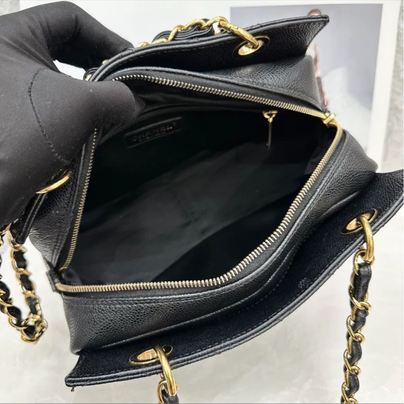 ‼️全網最低價🤩Chanel黑金荔枝牛皮單肩鏈條手提包-13