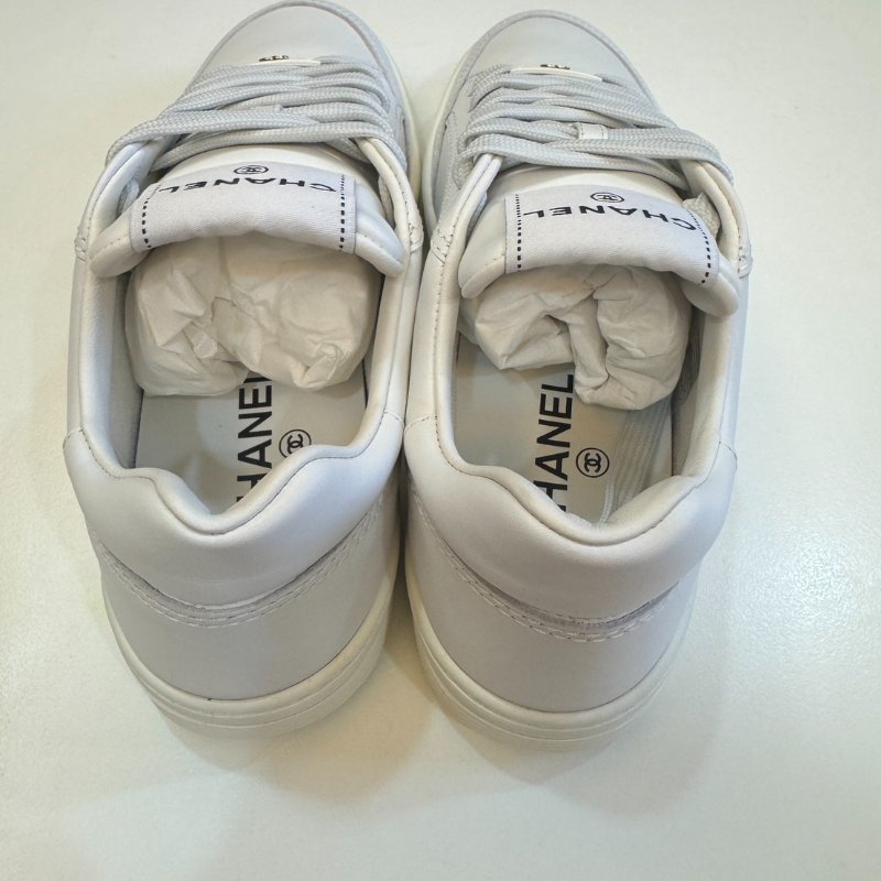 全新CHANEL 香奈兒白色小牛皮運動鞋 38.5碼 (有購證) 僅落地試穿-2