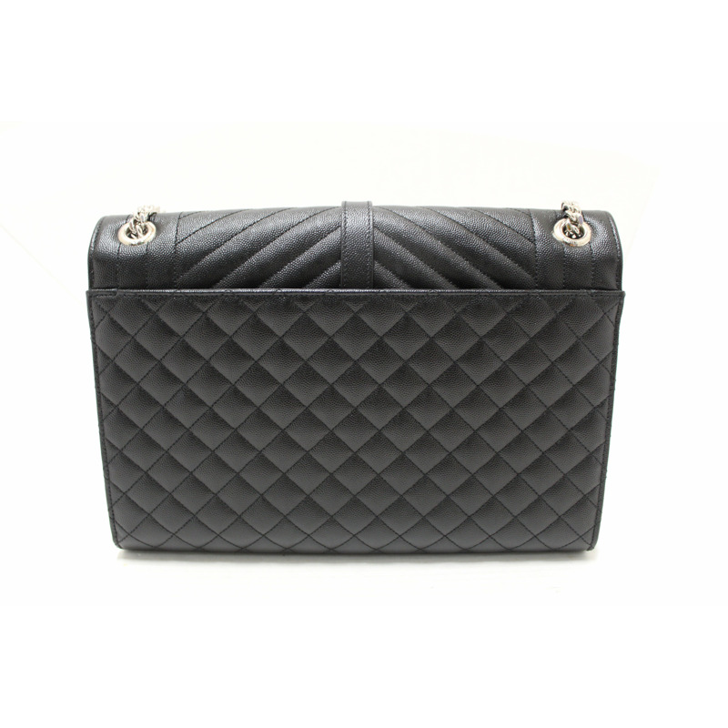 Saint Laurent Black Matelasse Grain De Poudre Embossed Leather Medium Envelope Bag-4